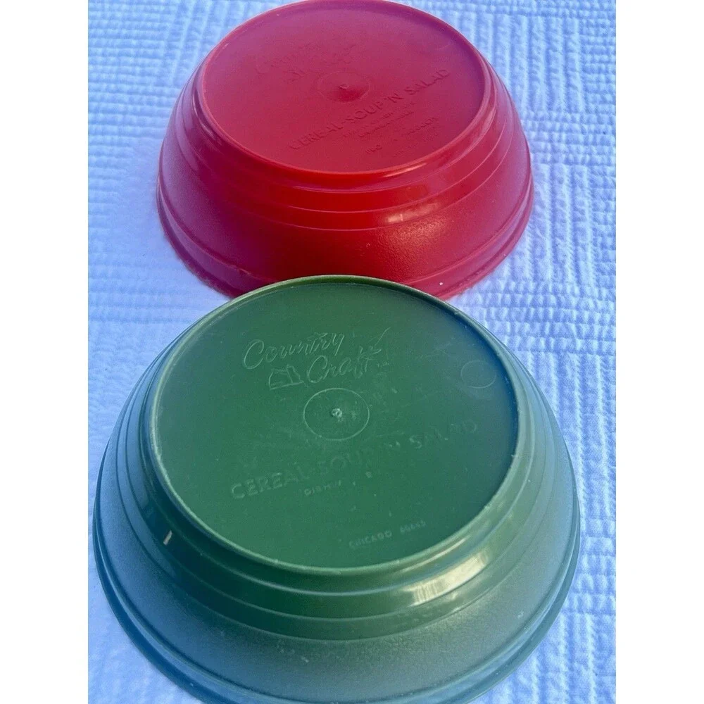 Vintage 1970s Country Craft 16 Oz Cereal Soup Salad Bowls Orange Green Pair